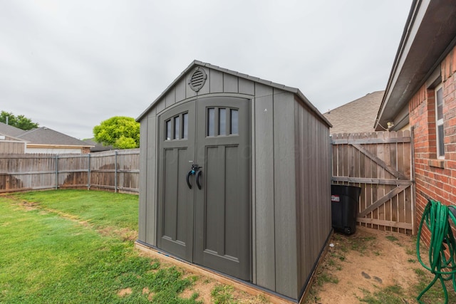 8507 Barstow Dr, Amarillo, TX 79118 - view of shed featuring a fenced backyard
