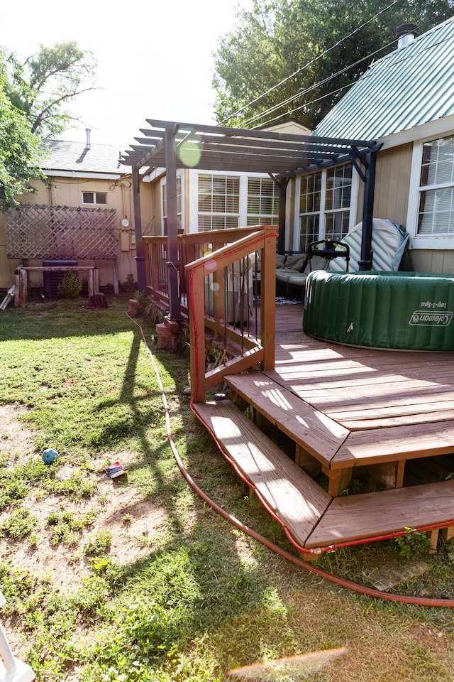1611 S Palo Duro St, Amarillo, TX 79106 - wooden deck featuring a pergola and a lawn