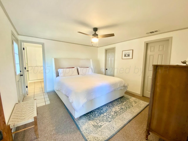 bedroom with a closet and ceiling fan