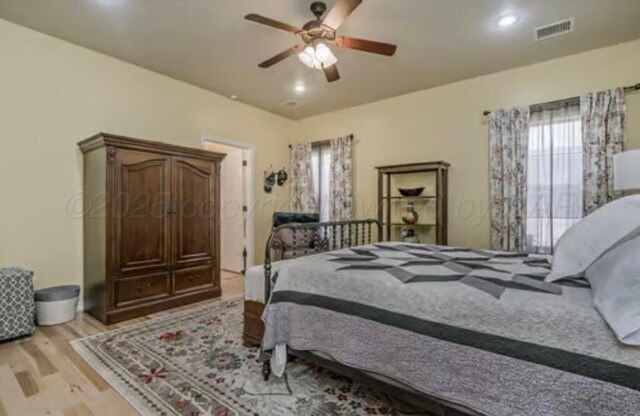 4014 Willow St, Amarillo, TX 79118 - bedroom featuring light wood-style flooring, recessed lighting, and ceiling fan
