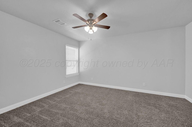 2709 Tampa Bay Ave, Amarillo, TX 79118 - unfurnished room featuring a ceiling fan, dark colored carpet, and baseboards