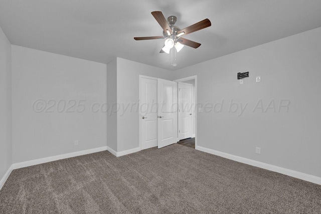 2709 Tampa Bay Ave, Amarillo, TX 79118 - unfurnished bedroom with dark carpet, baseboards, and ceiling fan