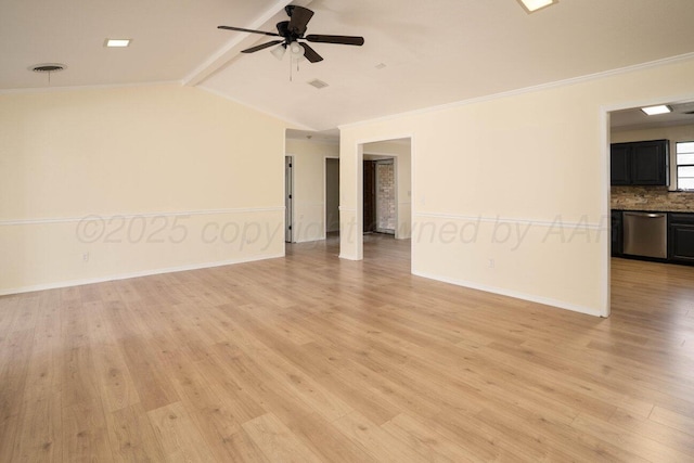 5207 While A Way Rd, Amarillo, TX 79109 - unfurnished room featuring ceiling fan, light wood-style floors, and crown molding