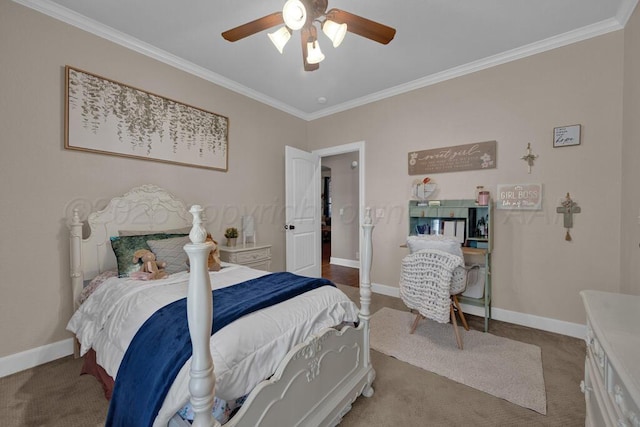 6905 Spring Cherry Ln, Amarillo, TX 79124 - bedroom with ornamental molding, carpet flooring, and ceiling fan