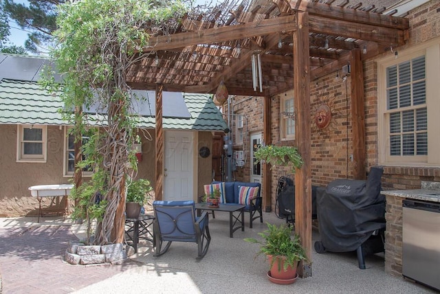 2122 S Hayden St, Amarillo, TX 79109 - view of patio / terrace with a pergola, an outdoor hangout area, and area for grilling