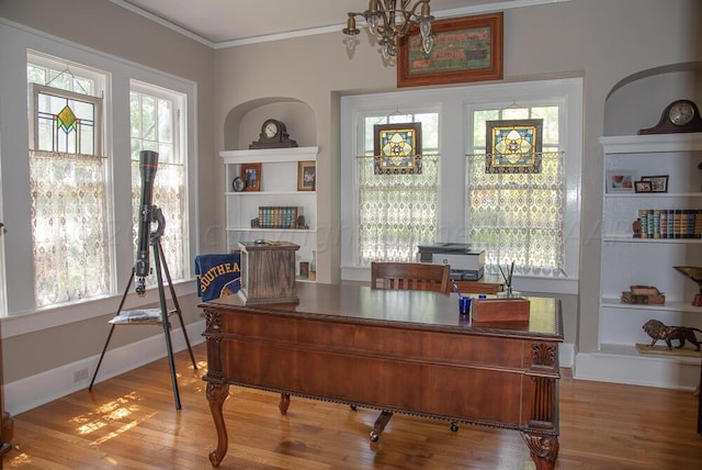 2122 S Hayden St, Amarillo, TX 79109 - office featuring a chandelier, wood finished floors, and crown molding