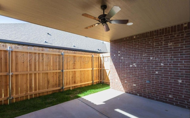 view of patio with ceiling fan