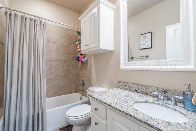 4607 Gloster St, Amarillo, TX 79118 - bathroom with vanity, toilet, and shower / tub combo with curtain