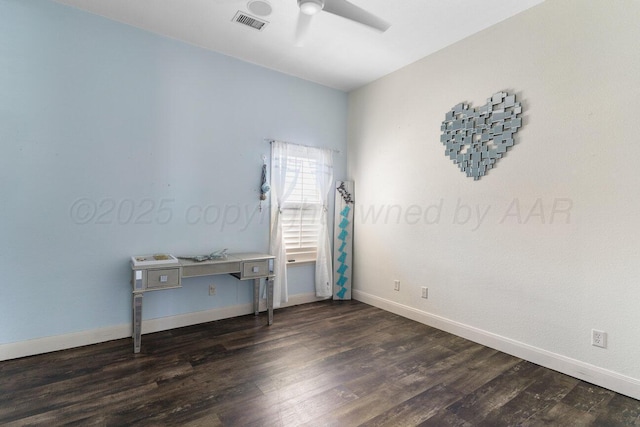 8121 Alexandria Ave, Amarillo, TX 79118 - spare room with a ceiling fan, dark wood-type flooring, and baseboards