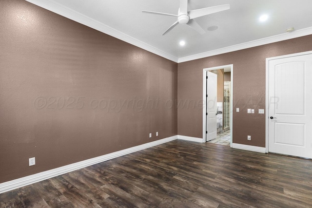 8121 Alexandria Ave, Amarillo, TX 79118 - unfurnished room with crown molding, a ceiling fan, wood finished floors, baseboards, and recessed lighting