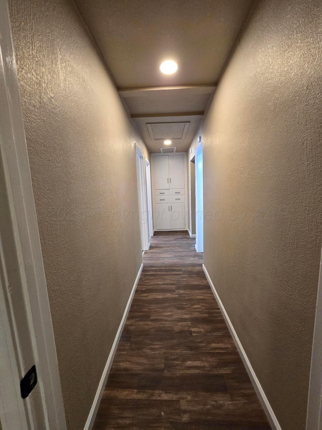 hallway featuring dark hardwood / wood-style flooring