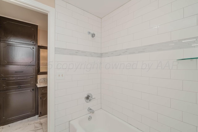3408 Hawthorne Dr, Amarillo, TX 79109 - full bathroom with shower / bath combination and marble look tiles