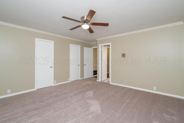 3408 Hawthorne Dr, Amarillo, TX 79109 - carpeted spare room with crown molding, ceiling fan, and baseboards