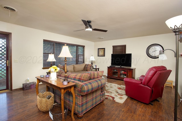 8219 Lamount Dr, Amarillo, TX 79110 - living area featuring a ceiling fan and wood finished floors