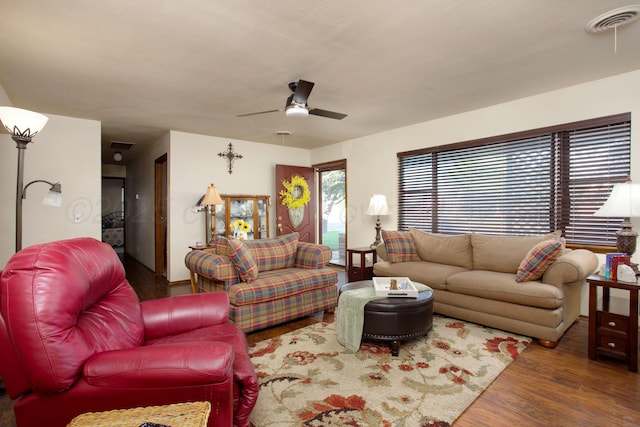 8219 Lamount Dr, Amarillo, TX 79110 - living room featuring wood finished floors and ceiling fan