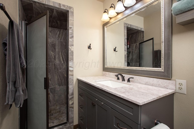 8219 Lamount Dr, Amarillo, TX 79110 - bathroom with vanity and a stall shower