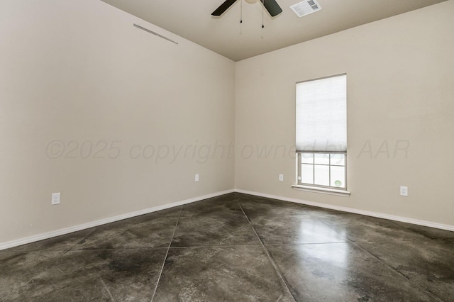 7901 Crestline Dr, Amarillo, TX 79119 - unfurnished room with finished concrete floors, ceiling fan, and baseboards