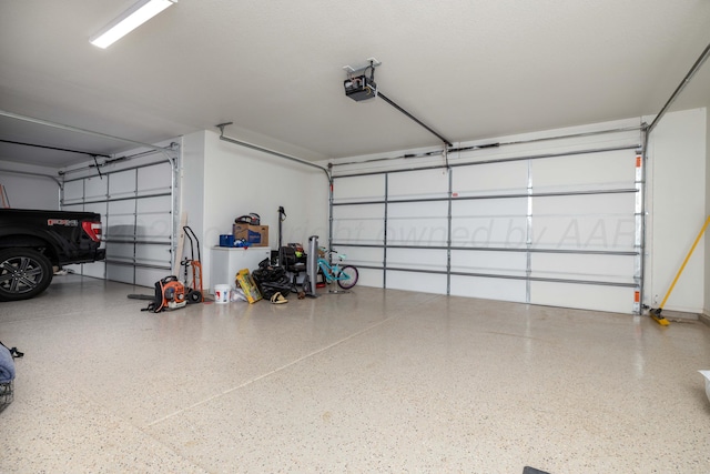 garage with a garage door opener