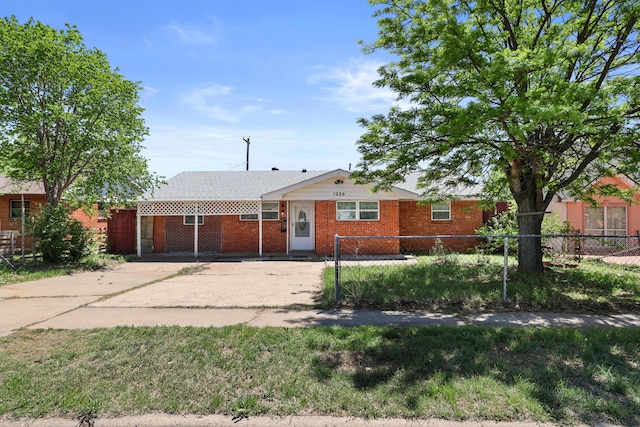 view of single story home