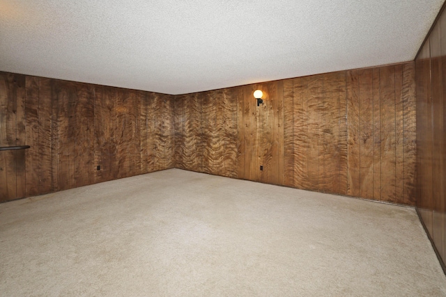 3519 Rutson Dr, Amarillo, TX 79109 - unfurnished room with carpet floors, wood walls, and a textured ceiling