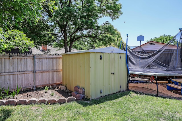 3519 Rutson Dr, Amarillo, TX 79109 - view of shed featuring a trampoline