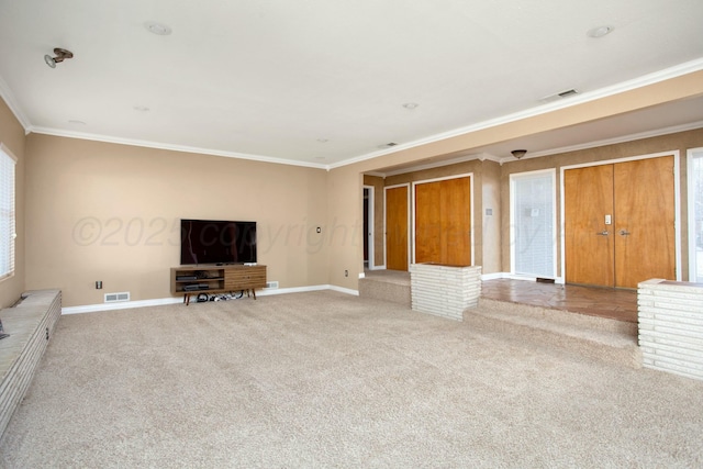 5506 Everett Ave, Amarillo, TX 79106 - unfurnished living room with carpet and crown molding