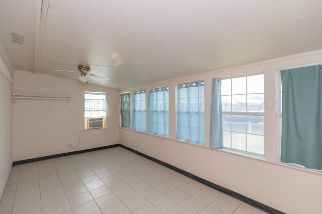 unfurnished sunroom featuring visible vents and cooling unit