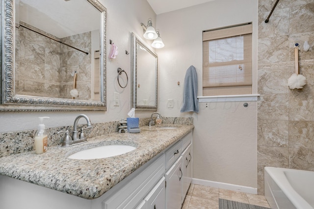 7216 Gainsborough Rd, Amarillo, TX 79106 - bathroom featuring double vanity and tile patterned floors
