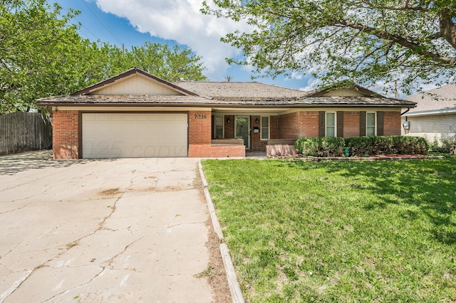 7216 Gainsborough Rd, Amarillo, TX 79106 - ranch-style home with a garage, brick siding, driveway, and a porch