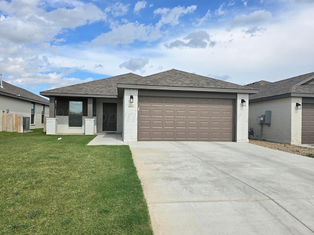 6709 Athens St, Amarillo, TX 79118 - view of front of house featuring brick siding, driveway, a garage, and a shingled roof