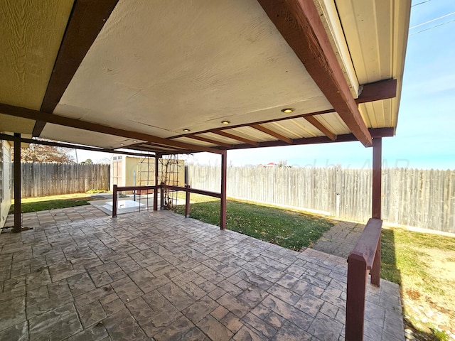 view of patio with a fenced backyard