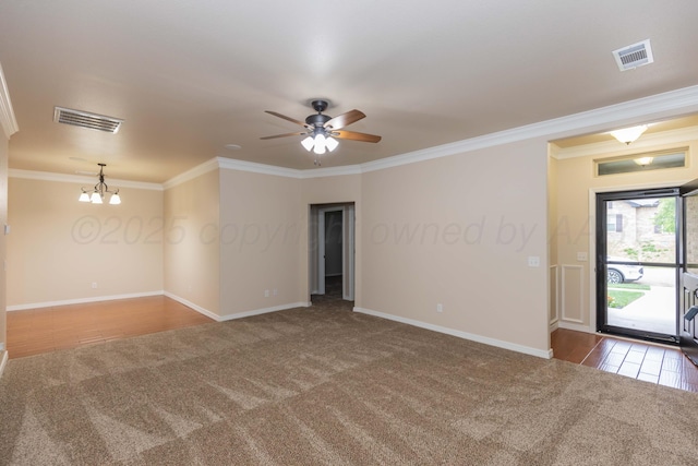 7111 Mosley St, Amarillo, TX 79119 - spare room with carpet flooring, visible vents, and ornamental molding