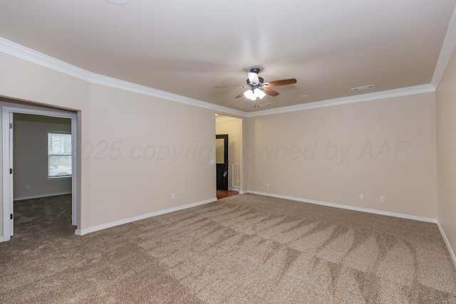 7111 Mosley St, Amarillo, TX 79119 - carpeted empty room featuring crown molding, baseboards, and ceiling fan