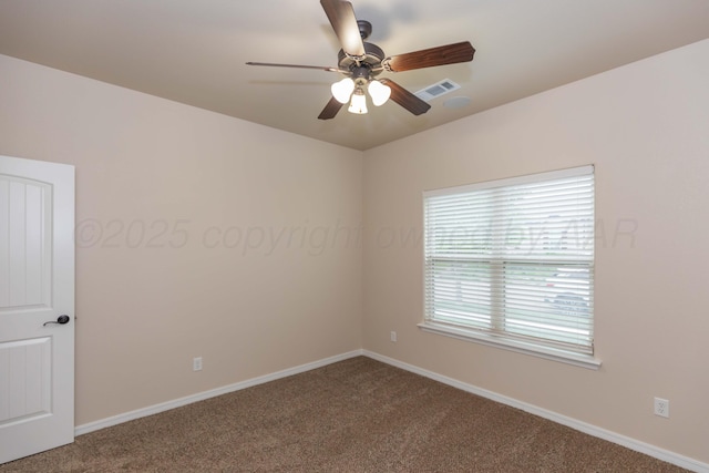 7111 Mosley St, Amarillo, TX 79119 - carpeted empty room featuring baseboards, ceiling fan, and visible vents