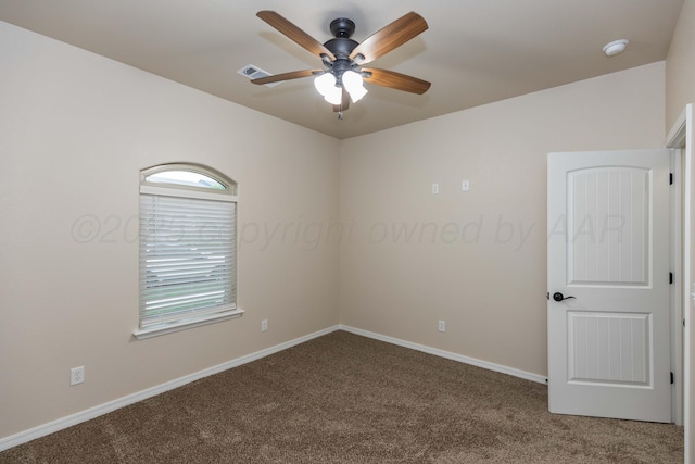 7111 Mosley St, Amarillo, TX 79119 - spare room with carpet floors, ceiling fan, visible vents, and baseboards