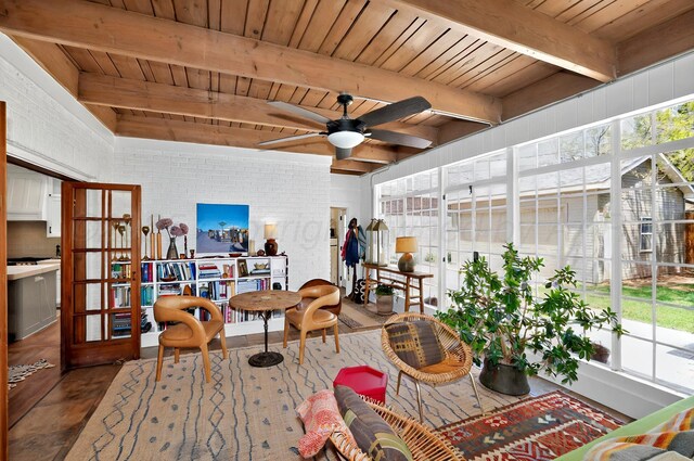 2215 S Hughes St, Amarillo, TX 79109 - sunroom featuring plenty of natural light, beam ceiling, and french doors