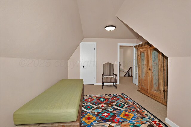 2215 S Hughes St, Amarillo, TX 79109 - bedroom with vaulted ceiling, carpet floors, and baseboards