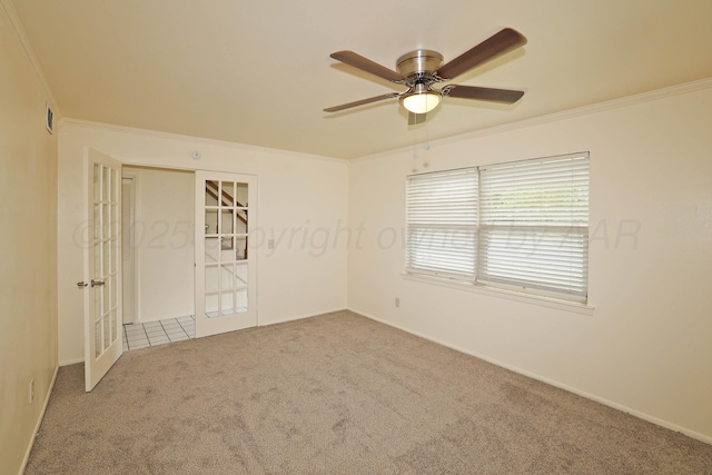 5505 SW 34th Ave, Amarillo, TX 79109 - unfurnished bedroom with carpet flooring, french doors, crown molding, and baseboards