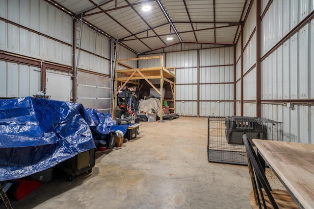 garage featuring metal wall