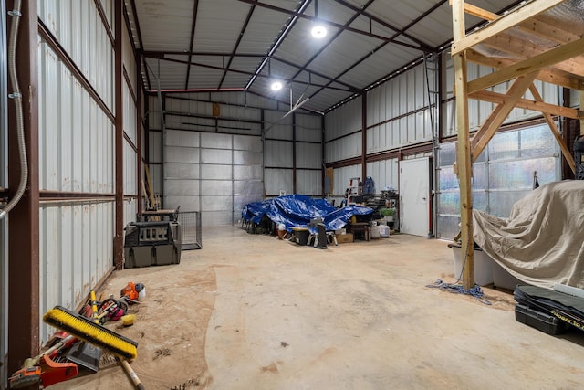 garage featuring metal wall