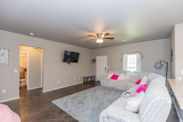 5007 Ratliff St, Amarillo, TX 79118 - living room featuring ceiling fan and concrete flooring
