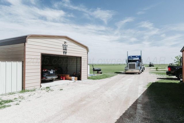 view of detached garage