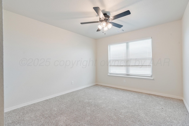 7912 Pensacola Ave, Amarillo, TX 79118 - empty room with baseboards, a ceiling fan, light colored carpet, and visible vents