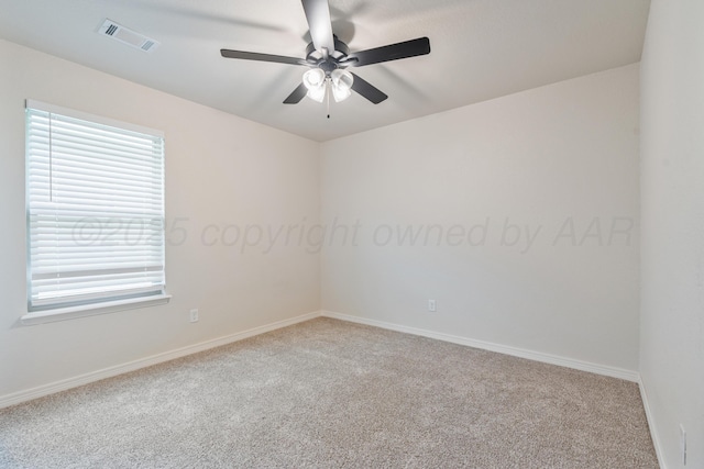 7912 Pensacola Ave, Amarillo, TX 79118 - carpeted empty room with ceiling fan, visible vents, and baseboards