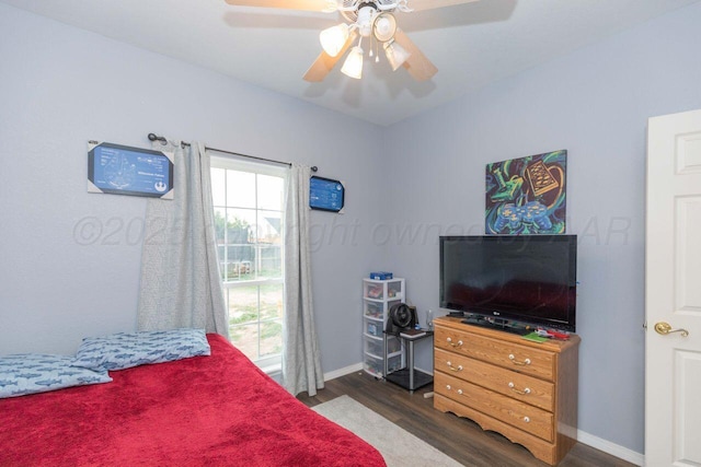 6205 S Bonham St, Amarillo, TX 79118 - bedroom featuring dark wood-style floors and ceiling fan