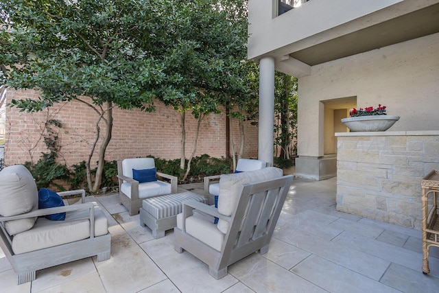 view of patio featuring an outdoor hangout area