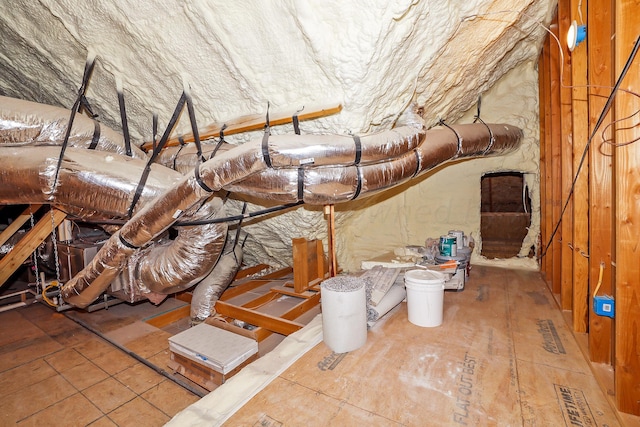 view of unfinished attic