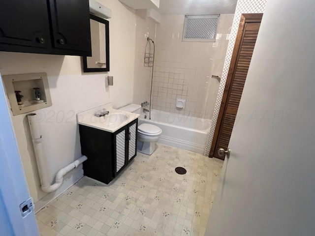 full bathroom featuring shower / tub combo, vanity, and toilet