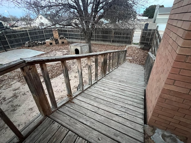 deck featuring a fireplace