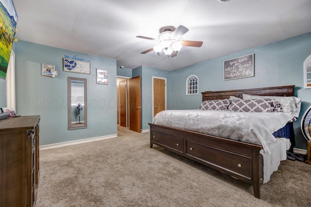 3409 Harmony St, Amarillo, TX 79109 - bedroom with light carpet and ceiling fan